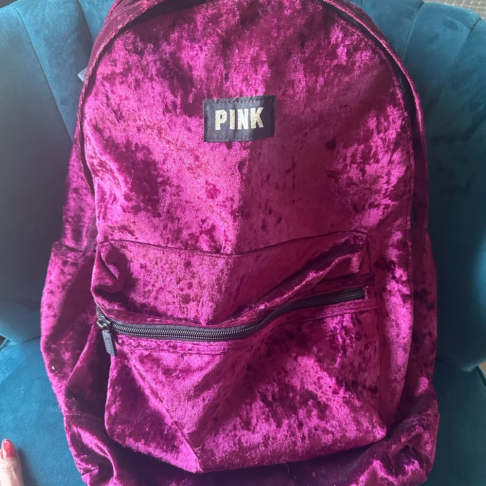 PINK Victoria's Secret Velvet Backpack - Fuchsia